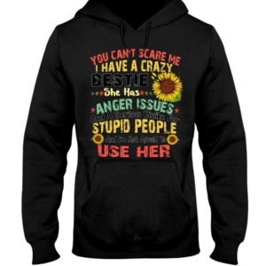 You can't scare me I have a crazy bestie she has anger issues shirt Hooded Sweatshirt Black S