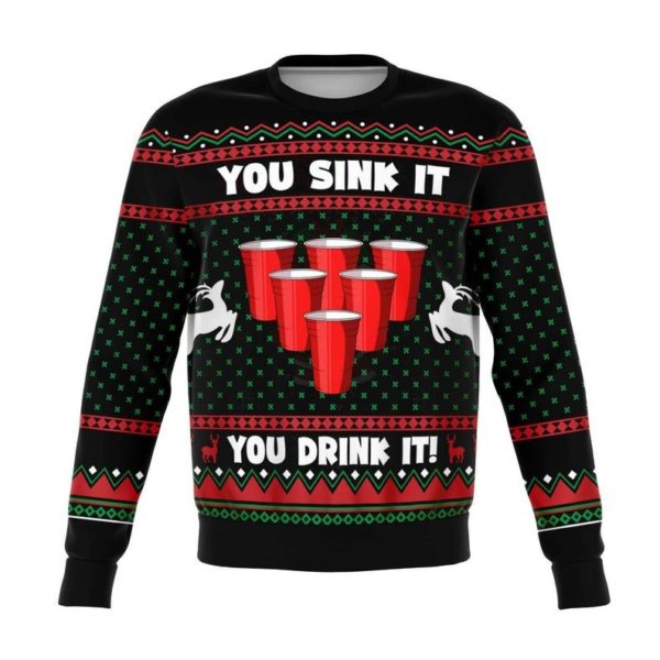 You Sink It You Drink It! Christmas Sweater AOP Sweater Black S