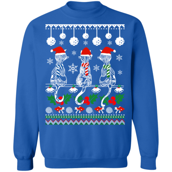 Zentangle Cat Santa Ugly Christmas Sweatshirt Sweatshirt Royal S