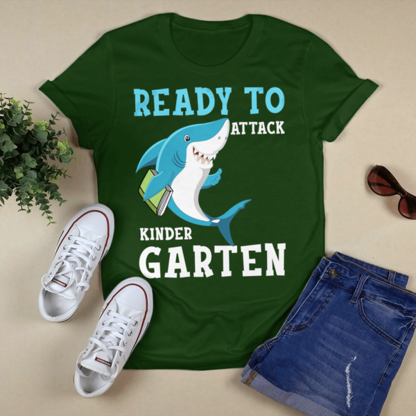 Ready To Attack Kinder Garten, Shark Kinder Garten Back To School Shirt Product Photo