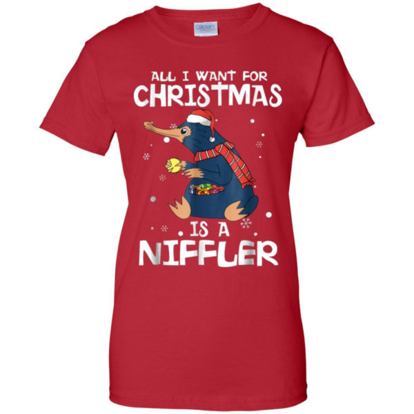 All I Want For Christmas Is A Niffler Christmas Shirt Ladies T-Shirt Red S