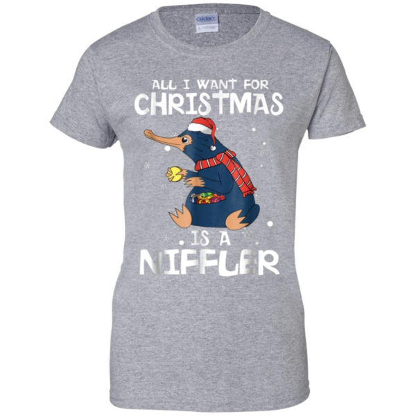 All I Want For Christmas Is A Niffler Christmas Shirt Ladies T-Shirt Sport Grey S