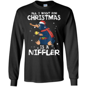 All I Want For Christmas Is A Niffler Christmas Shirt Long Sleeve Black S