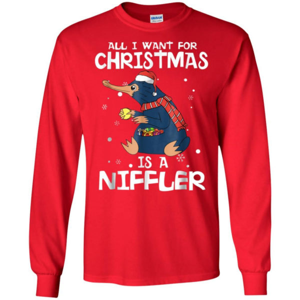 All I Want For Christmas Is A Niffler Christmas Shirt Long Sleeve Red S