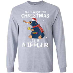 All I Want For Christmas Is A Niffler Christmas Shirt Long Sleeve Sport Grey S