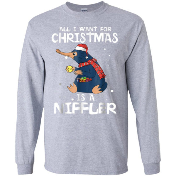 All I Want For Christmas Is A Niffler Christmas Shirt Long Sleeve Sport Grey S