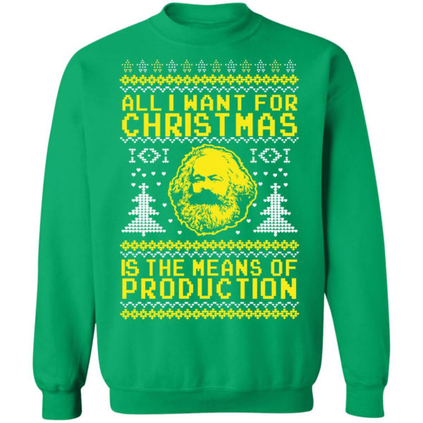 All I Want For Christmas Is The Means Of Production Karl Marx Christmas Sweatshirt Crewneck Pullover Sweatshirt Irish Green S