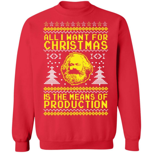 All I Want For Christmas Is The Means Of Production Karl Marx Christmas Sweatshirt Crewneck Pullover Sweatshirt Red S