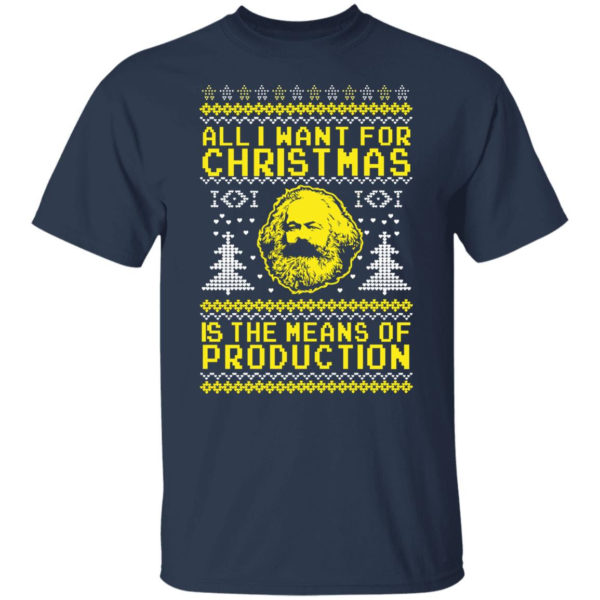 All I Want For Christmas Is The Means Of Production Karl Marx Christmas Sweatshirt Unisex T-Shirt Navy S