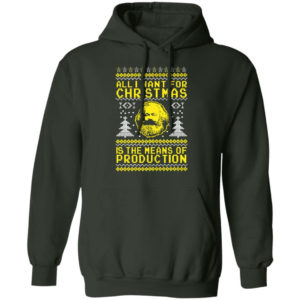 All I Want For Christmas Is The Means Of Production Karl Marx Christmas Sweatshirt Z66 Pullover Hoodie Forest Green S