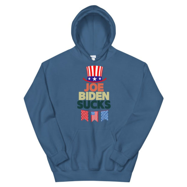 American Flag Hat Joe Biden Sucks Christmas Shirt Hoodie Indigo Blue S