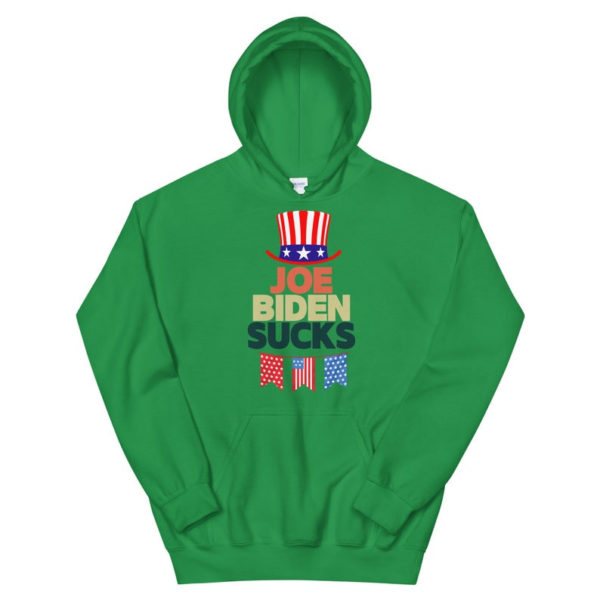 American Flag Hat Joe Biden Sucks Christmas Shirt Hoodie Irish Green S