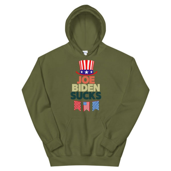 American Flag Hat Joe Biden Sucks Christmas Shirt Hoodie Military Green S