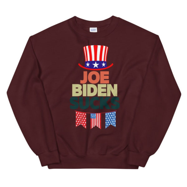 American Flag Hat Joe Biden Sucks Christmas Shirt Sweatshirt Maroon S