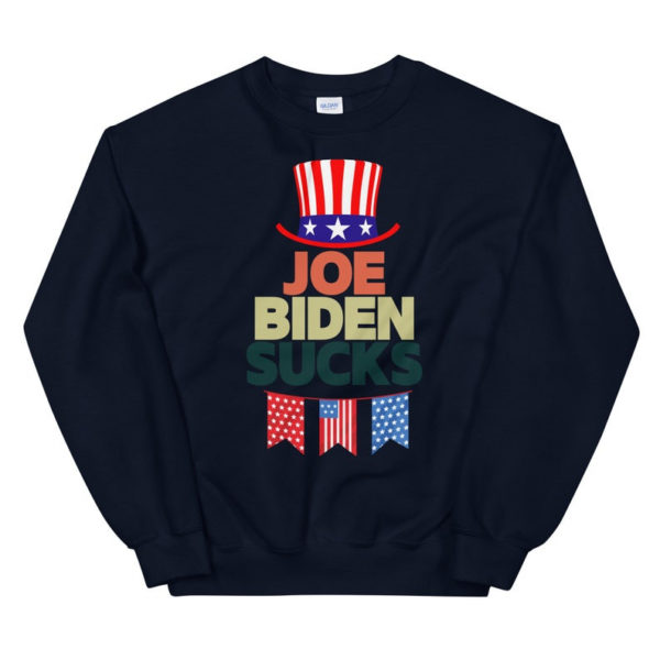 American Flag Hat Joe Biden Sucks Christmas Shirt Sweatshirt Navy S