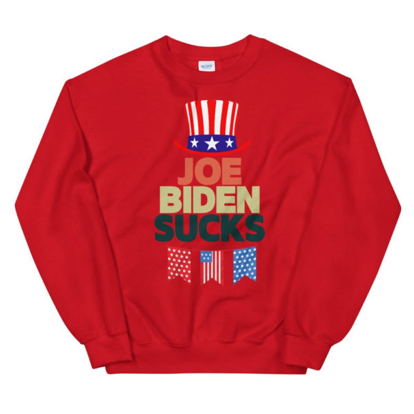 American Flag Hat Joe Biden Sucks Christmas Shirt Sweatshirt Red S