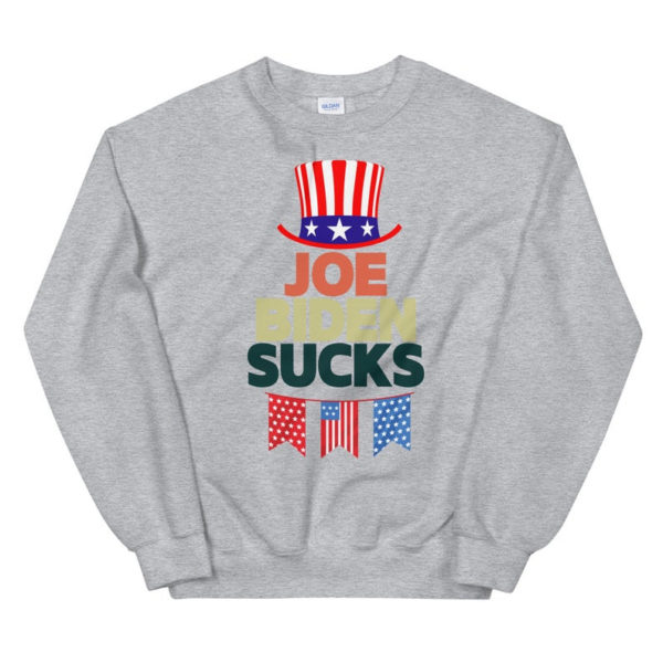 American Flag Hat Joe Biden Sucks Christmas Shirt Sweatshirt Sport Grey S
