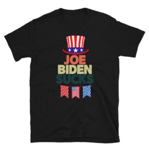 American Flag Hat Joe Biden Sucks Christmas Shirt Unisex T-Shirt Black S