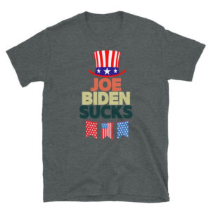 American Flag Hat Joe Biden Sucks Christmas Shirt Unisex T-Shirt Dark Heather S