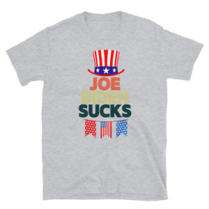 American Flag Hat Joe Biden Sucks Christmas Shirt Unisex T-Shirt Sport Grey S