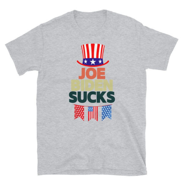 American Flag Hat Joe Biden Sucks Christmas Shirt Unisex T-Shirt Sport Grey S