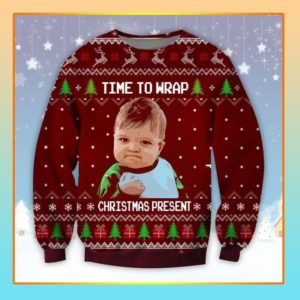 Baby Time To Wrap Christmas Present Christmas Sweater AOP Sweater Red S