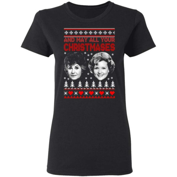 Bea And White And May All Your Christmases Christmas Shirt Ladies T-Shirt Black S