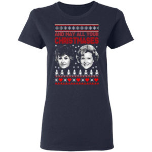 Bea And White And May All Your Christmases Christmas Shirt Ladies T-Shirt Navy S