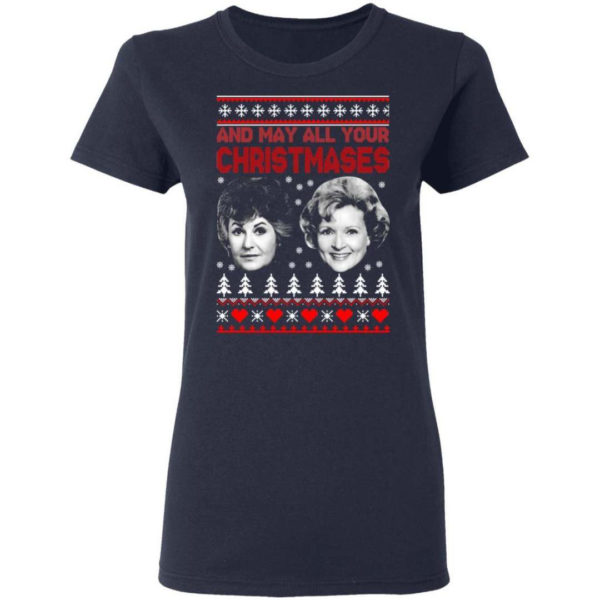 Bea And White And May All Your Christmases Christmas Shirt Ladies T-Shirt Navy S