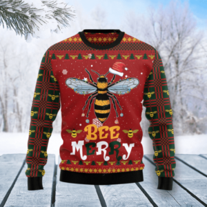 Bee Santa Bee Merry Christmas Sweater AOP Sweater Red S