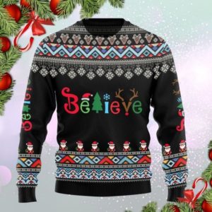 Believe Christmas Gift Santa Christmas Sweater AOP Sweater Black S