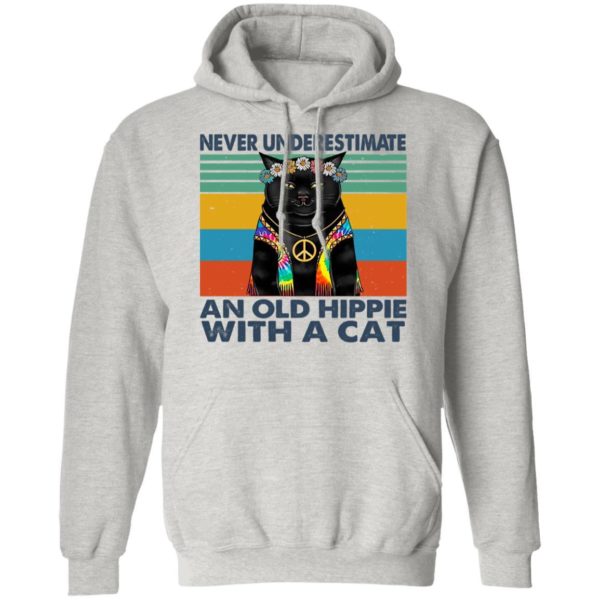 Black Cat An Old Hippie With A Cat Hoodie Product Photo