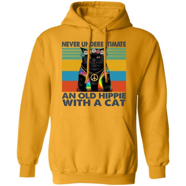 Black Cat An Old Hippie With A Cat Hoodie Product Photo