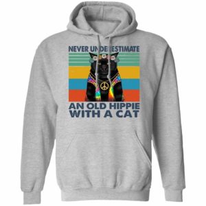 Black Cat An Old Hippie With A Cat Hoodie Product Photo