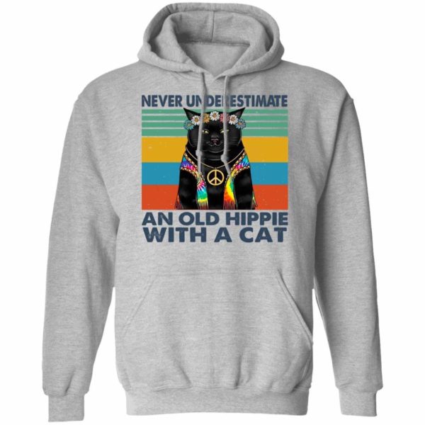 Black Cat An Old Hippie With A Cat Hoodie Product Photo