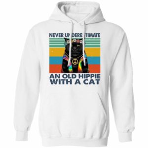 Black Cat An Old Hippie With A Cat Hoodie Product Photo