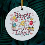 Bunny Gnome Happy Easter Christmas Circle Ornament Circle Ornament White 1-pack