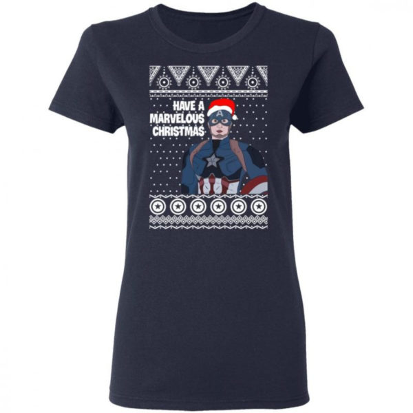 Captain Have A Marvelous Christmas Shirt Ladies T-Shirt Navy S