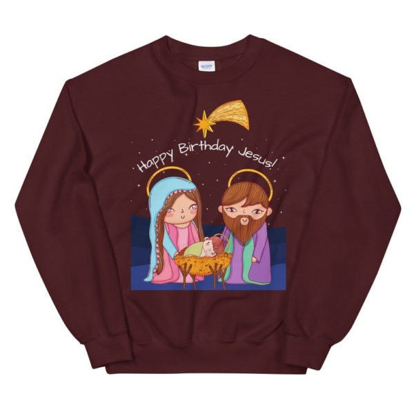 Christian Happy Birthday Jesus Christmas Sweatshirt Sweatshirt Maroon S