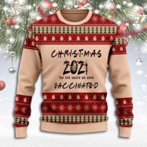 Christmas 2021 The one Where we Were Vaccinated Sweater AOP Sweater Red S