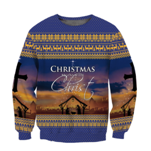 Christmas Begin With Christ Jesus Christmas All Over Print 3D Shirt 3D Sweatshirt Purple S