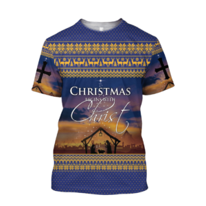 Christmas Begin With Christ Jesus Christmas All Over Print 3D Shirt 3D T-Shirt Purple S