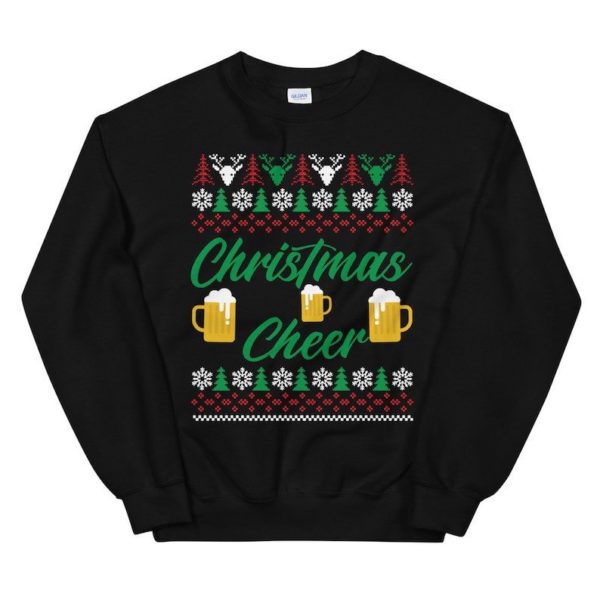 Christmas Cheer Beer Lover Christmas Sweatshirt Sweatshirt Black S