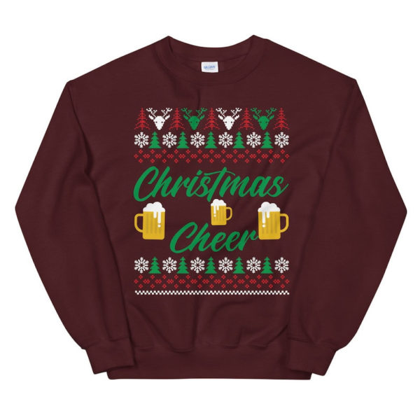 Christmas Cheer Beer Lover Christmas Sweatshirt Sweatshirt Maroon S