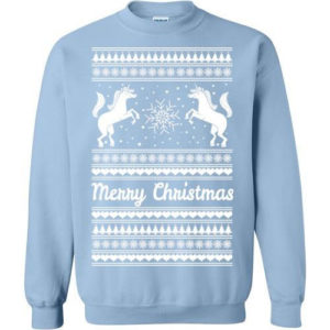 Couple Unicorn Christmas Sweatshirt Sweatshirt Light Blue S