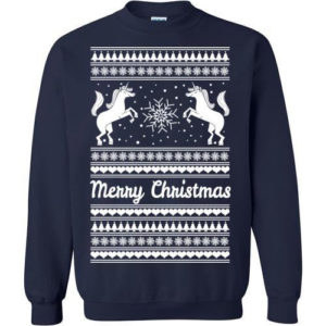 Couple Unicorn Christmas Sweatshirt Sweatshirt Navy S