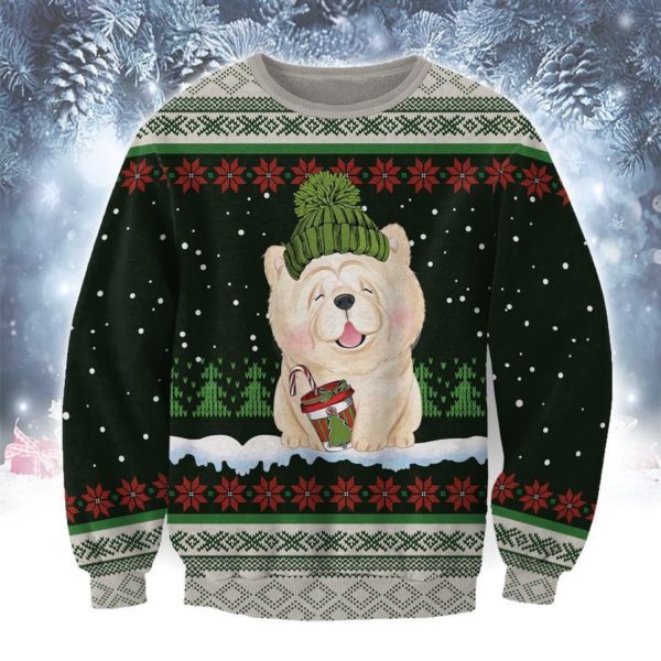 Cute Chow Chow In The Snow Christmas Sweatshirt 3D Sweatshirt Black S