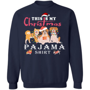 Cute Dog This is My Christmas Pajama Shirt Christmas Sweatshirt Navy S