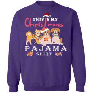 Cute Dog This is My Christmas Pajama Shirt Christmas Sweatshirt Purple S