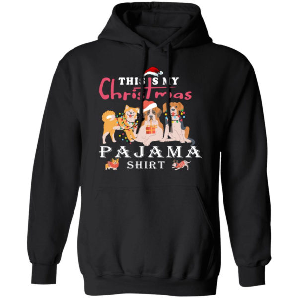 Cute Dog This is My Christmas Pajama Shirt Hoodie Black S